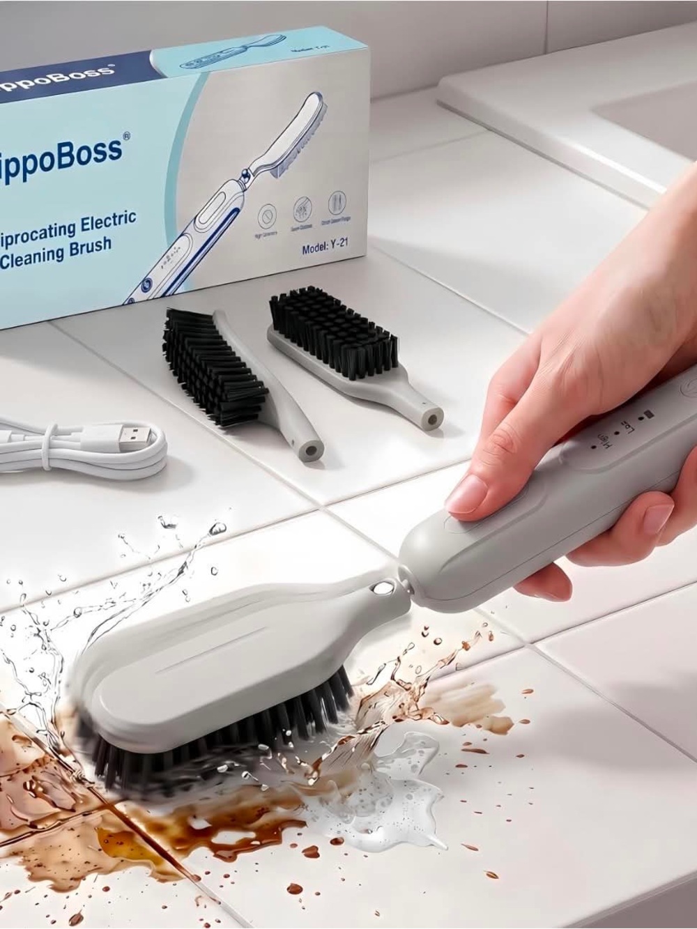 NEW Reciprocating Electric Scrubber for Tile & Grout, Scrub Brush for Cleaning